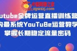 Youtube金牌运营直播训练营，国内最系统YouTuBe运营教学，掌握长期稳定流量密码