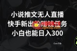 小说推文无人直播，快手新出的赚钱任务，小白也能日入300+【揭秘】