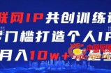 互联网IP共创训练课，零门槛零基础打造个人IP，月入10w+不是梦【揭秘】