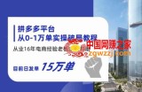 拼多多从0-1万单实操破局教程，从业16年电商经验打磨，目前日发单15万单