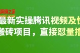 2022最新实操腾讯视频、快看点，无脑搬砖项目直接怼量撸收益