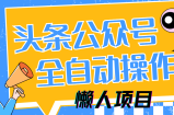 懒人项目，多平台操作全自动运行，头条，公众号，下班实操5分钟日入500+