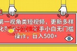 第一视角类短视频，更新多样化变现方式，新手小白无门槛操作，日入500+【揭秘】