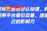 短视频流量运营认知课，利用短视频平台吸引流量，提高自己的影响力