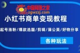 小红书商单变现教程：起号涨粉/爆款选题/剪辑/蒲公英/好物分享/各种玩法