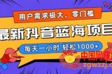 最新抖音带货蓝海项目，用户需求极大！每天一小时轻松1000+，零门槛零投入【揭秘】