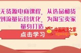 淘宝无货源电商课程，从选品和货源，到流量运营优化，为淘宝卖家量身打造