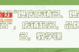 教你起“爆店店铺名、爆品品牌名”，店铺起名，品牌起名，教学课