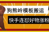 狗熊岭快手连怼技术，好物，涨粉都可以连怼