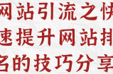 网站引流之快速提升网站排名的技巧分享！【视频教程】