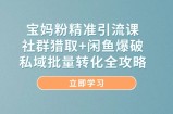 宝妈粉精准引流课，社群猎取+闲鱼爆破，私域批量转化全攻略