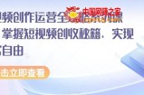 短视频创作运营全攻略系列课程，掌握短视频创收秘籍，实现财富自由