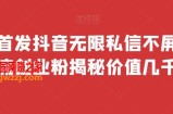 全网首发 抖音无限私信不屏蔽 引流创业粉揭秘 价值几千