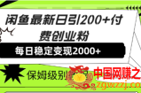 （7609期）闲鱼平台全新日引200 付钱自主创业粉日稳2000 盈利，家庭保姆级实例教程！
