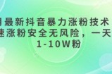 3月最新抖音暴力涨粉技术，快速涨粉安全无风险，一天涨1-10W粉