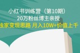 小红书训练营（第10期）20万粉丝博主亲授：独家变现思路 月入10W+价值上千