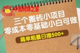 三个搬砖小项目：零成本零基础小白简单粗暴轻松日撸500+