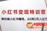 小红书变现特训营：带你做小红书赚钱，从0到1月入过万