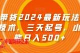 图文带货2024最新玩法，破播放技术，三天起号，小白也能日入500+【揭秘】