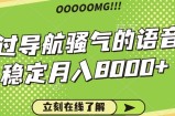 骚气的导航语音包，自用的同时还可以作为项目操作，月入8000+