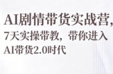 AI剧情带货实战营，7天实操带教，带你进入AI带货2.0时代