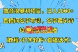 撸音浪暴利项目，日入1000+，直播间名字写诗，名字藏头诗，抖音半无人直播（教程+打字软件+直播话术）【揭秘】