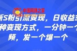最新S粉引流变现，日收益300+多种变现方式，一分钟一个视频，发一个爆一个【揭秘】
