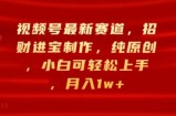 视频号最新赛道，招财进宝制作，纯原创，小白可轻松上手，月入1w+