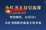 小红书无双课一天引50+女粉，不用做视频发视频，小白也很容易上手拿到结果