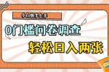 0门槛问卷调查，1分钟上手，轻松日入2张，无脑简单