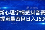 全新升级社会心理学情绪抖音视频跑道，把握总流量登陆密码日入1.5k【揭密】