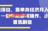 蓝海项目，靠单身经济月入过万，一部手机即可操作，小白首选副业【揭秘】