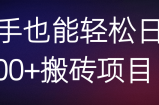 新手也能轻松日赚300+搬砖项目！【视频教程】