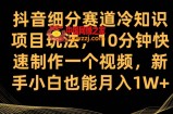 抖音细分赛道冷知识项目玩法，10分钟快速制作一个视频，新手小白也能月入1W+【揭秘】