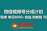 （7904期）【蓝海项目】微信视频号分为方案，单日盈利8000 ，附游戏玩法实例教程！可陪跑