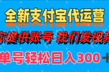 单号轻松日入300+ 全新支付宝代运营你提供账号 我们发视频