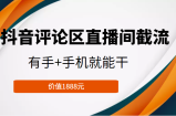 抖音评论区直播间截流，有手+手机就能干，门槛极低，模式可大量复制（价值1888元）