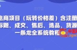 闲鱼电商项目（玩转价格差）含注册、养号、标题、成交、售后、选品、货源等，一条龙全系统教程
