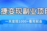 （11932期）便捷快速变现兼职副业，一天转现1000 ，各个平台最红跑道，看了便会