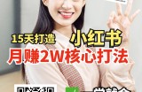 小红书月赚2W个核心打法，15天打造出快速赚钱的小红书账号