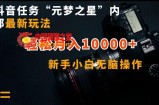 抖音任务“元梦之星”内部最新玩法，新手小白无脑操作，轻松月入10000+【揭秘】