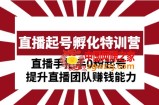 直播起号孵化特训营：直播手把手0粉起号 提升直播团队赚钱能力