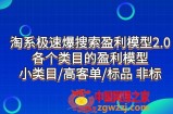 （7737期）淘宝急速爆检索盈利模型2.0，每个产品类目盈利模型，小类目/高客单/标准品 非标准