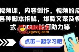 全案视频课，内容创作，视频的底层逻辑，各种脚本拆解，爆款文案及视频形式，DOU+如何助力等