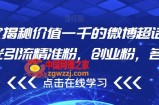 独家揭秘价值一千的微博超话无限曝光引流精准粉，创业粉，各类粉
