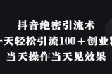 抖音绝密引流术，一天轻松引流100+创业粉，当天操作当天见效果