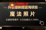 抖音最新超蓝海项目，魔法照片，无脑矩阵操作，小白也能日入1000+【揭秘】