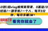 从0到1拍vlog视频变现课，0基础/0经验/一部手机/一个人，每天5分钟，每月多赚1W+