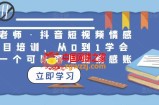 丁老师·抖音短视频情感项目培训，从0到1学会做一个可以落地的情感账号