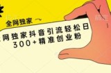 全网独家抖音引流轻松日引300+精准创业粉